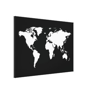 weiße schwarze Weltkarte Leinwanddruck