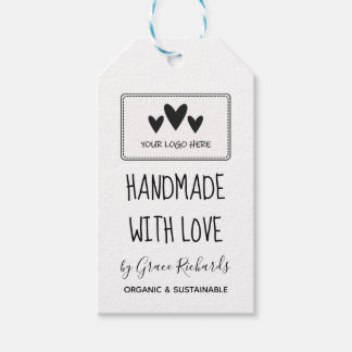 Weiße Schwarzweißhandschrift mit Liebe für Ihr Log Geschenkanhänger