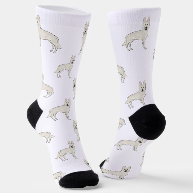 Weiße Schweizer Hirte GSD Niedliches Hundsmuster Socken (Gewinkelt)