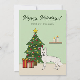 Weiße Schweizer Hirte Hund Grün Weihnachten