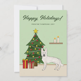 Weiße Schweizer Hirte Hund Grün Weihnachten