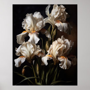 Weiße Schwertlilien-Blumen Kunst Druck Poster