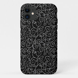 Weiße Scrollbahnen auf schwarz Case-Mate iPhone Hülle