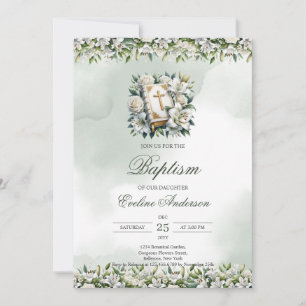 Weiße Seellilie Holly Bible Baptisse Einladung