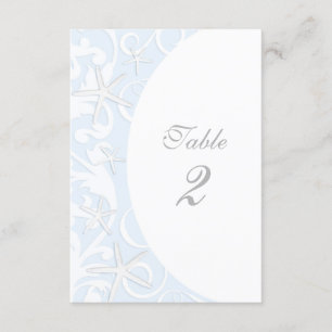 Weiße Seestern Blaue Strand Hochzeit Tischnummer