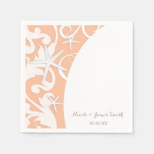 Weiße Seestern Korallenstrand Elegante Hochzeit Serviette