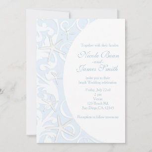Weiße Seesterne Blaue Strand Hochzeitseinladungen Einladung