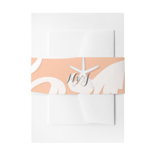 Weiße Seesterne Koralle Orange Elegante Hochzeit Einladungsbanderole