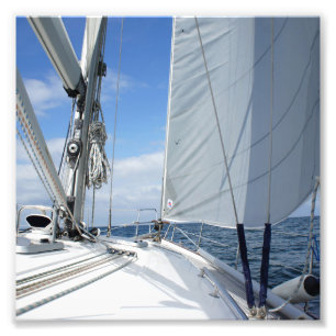 Weiße Segelboot-Plattform-Nahaufnahme Fotodruck