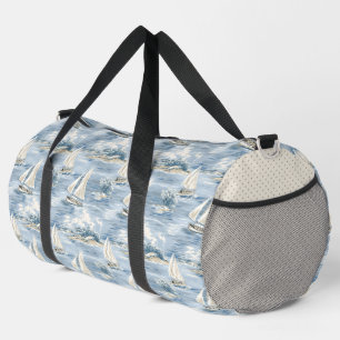 WEISSE SEGELBOOTE AUF ROUGH BLUE OCEAN WAVES DUFFLE BAG