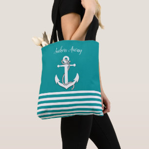 Weiße Segelboote Silhouette/Segel weg/Aqua Tasche