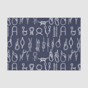 Weiße Seil-nautischknoten u. Marine-Blau Seidenpapier