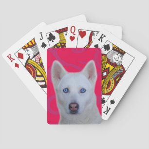 Weiße sibirische Husky-Standardspielkarten Spielkarten