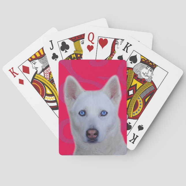 Weiße sibirische Husky-Standardspielkarten Spielkarten (Rückseite)