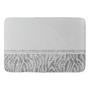 Weiße Silber Zebra Wildtier Druck Exotischer Glamo Badematte
