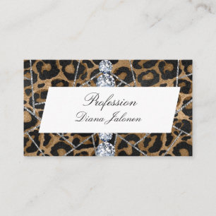 Weiße Silbermarmor schwarze Glitter Leopard Busine Visitenkarte
