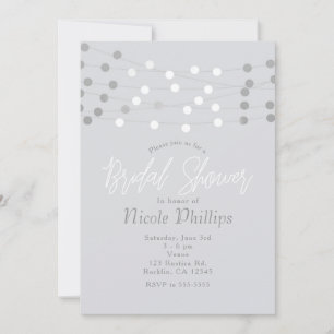Weiße silberne Lichterketten moderne Bridal Shower Einladung