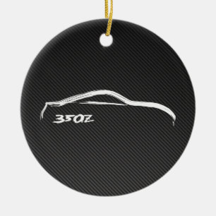 weiße Silhouette 350Z mit Imitat-Kohlenstoff-Fase Keramik Ornament