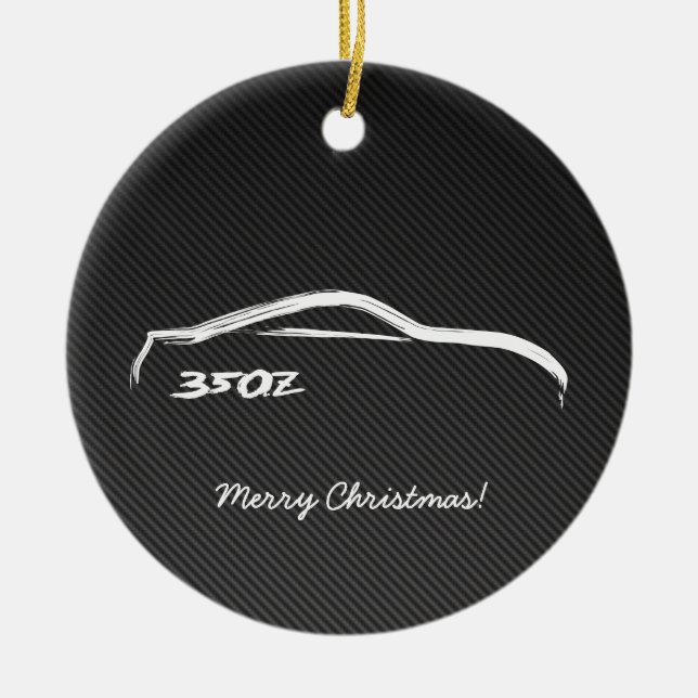 weiße Silhouette 350Z mit Imitat-Kohlenstoff-Faser Keramik Ornament (Vorne)