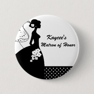 Weiße Silhouette-Braut-Matrone des Ehrenknopfes Button