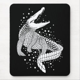 Weiße Silhouette des Tieres - Krokodil Mousepad