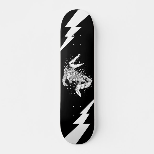 Weiße Silhouette des Tieres - Krokodil Skateboard (Vorne)