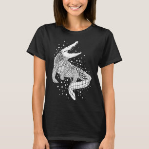 Weiße Silhouette des Tieres - Krokodil T-Shirt