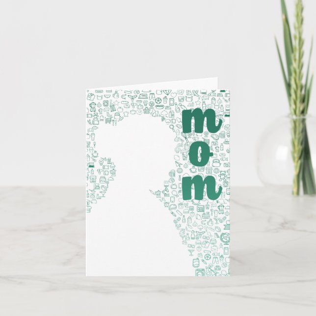 Weiße Silhouette einer Mama Dankeskarte (Vorderseite)