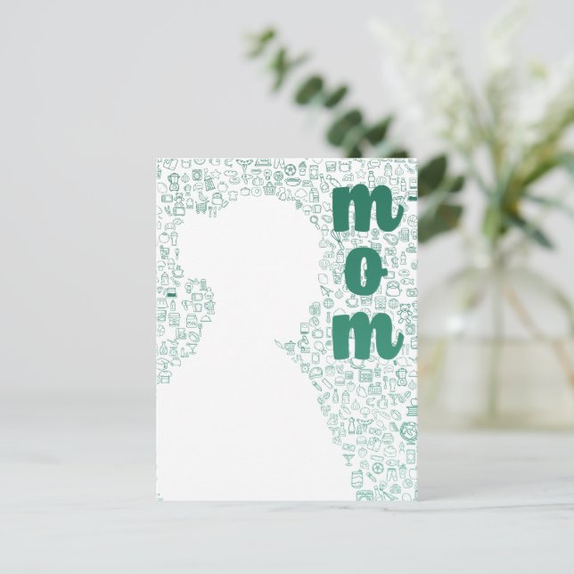 Weiße Silhouette einer Mama Postkarte (Stehend Vorderseite)