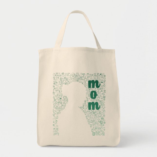 Weiße Silhouette einer Mama Tote Tasche (Vorne)