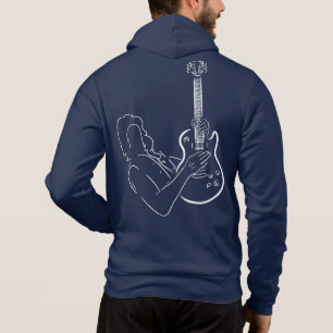Weiße Silhouette eines Gitarristen mit Bassgitarre Hoodie