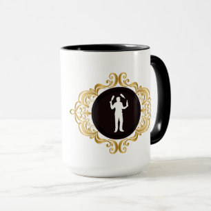 Weiße Silhouette Tasse männlicher Barkeeper mit Na