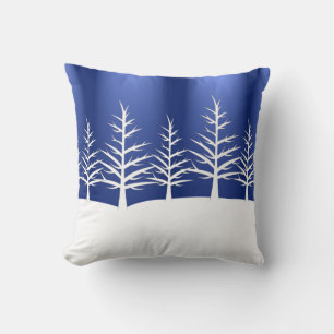 Weiße Silhouetten Winterlandschaft Kissen