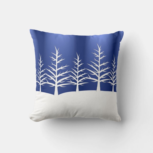 Weiße Silhouetten Winterlandschaft Kissen (Vorderseite)