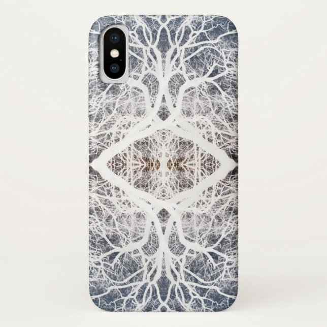 Weiße, silhouettierte Baumstruktur Case-Mate iPhone Hülle (Rückseite)