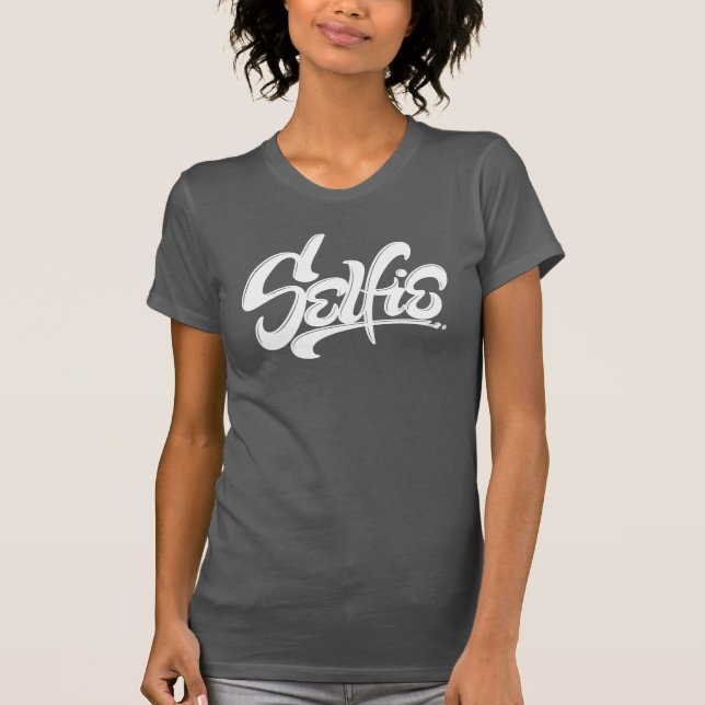 Weiße Skateboard Graffiti Selfie Street Art T-Shirt (Vorderseite)