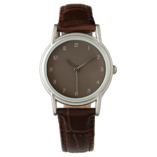 Weiße Skriptnummern auf brauner Seite Armbanduhr