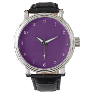 Weiße Skriptnummern auf Lila Mens Armbanduhr