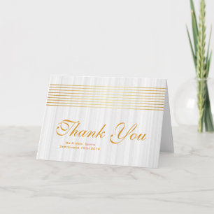 Weiße Soft-Gold-Gestreifte Elegante Dankeskarten Dankeskarte