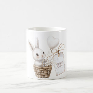Weiße Sonnenanbeter in einem Korb Babydusche XOXO Kaffeetasse