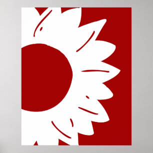 Weiße Sonnenblume auf roter abstrakter Wandkunst Poster
