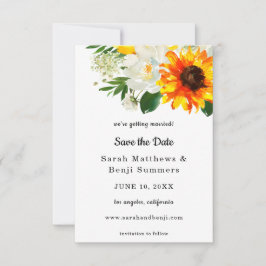Weiße Sonnenblumen und Weiße Blüte Save the Date V