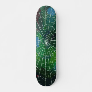 Weiße Spinnennetz-Abstrakte Street Art auf Schwarz Skateboard