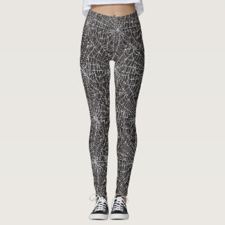 Weiße Spinnennetz-Halloween-Gestaltung auf Schwarz Leggings