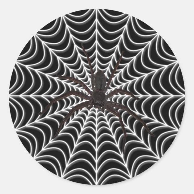 Weiße Spinnennetze und Schwarzes Halloween Runder Aufkleber (Vorderseite)