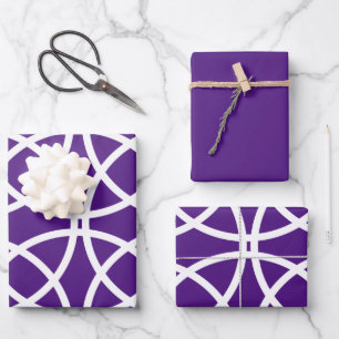 Weiße Spiralkreise auf Lila Geschenkpapier Set