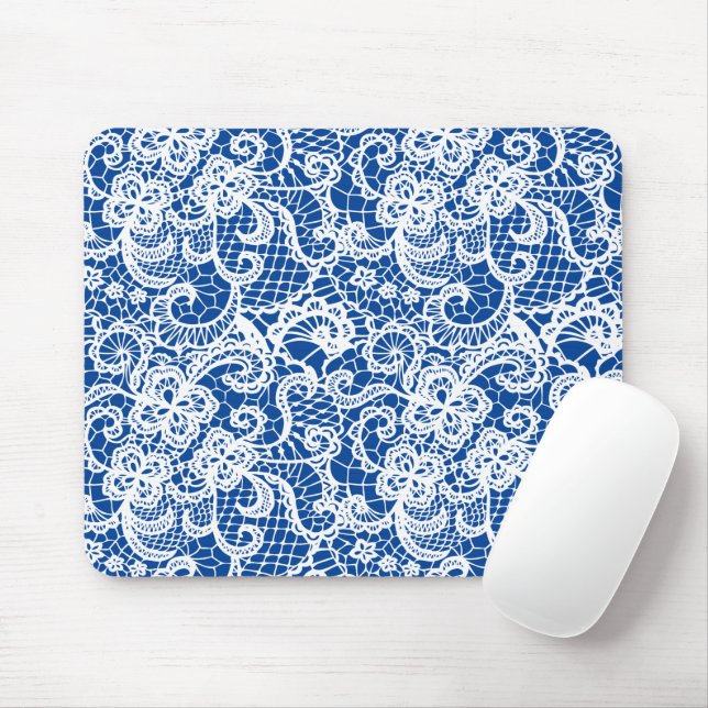 Weiße Spitze auf blauem Mousepad (Mit Mouse)