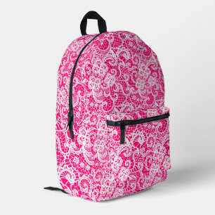 Weiße Spitze auf hellrosa Bedruckter Rucksack