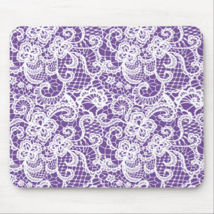 Weiße Spitze auf Lila Mousepad