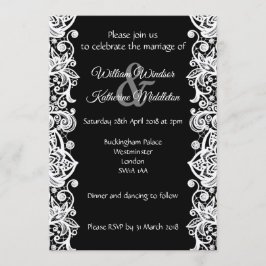 Weiße Spitze auf schwarzem Hintergrund Einladung H